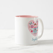 Personalisierter Valentinstag Rosa Tasse des Herze (VorderseiteRechts)