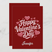 Personalisierter Valentinstag Rotes Herz Feiertagskarte (Vorne/Hinten)