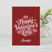 Personalisierter Valentinstag Rotes Herz Feiertagskarte (Stehend Vorderseite)