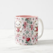 Personalisierter Valentinstag Teddybär und Rose Zweifarbige Tasse (VorderseiteRechts)