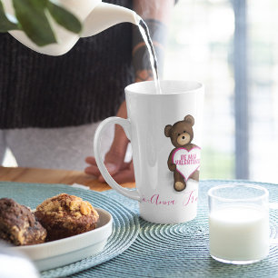 Personalisierter Valnetinstag Vintager Teddybär Milchtasse