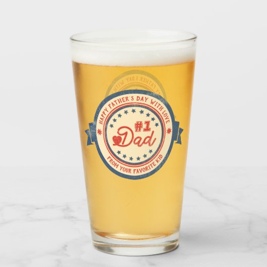 Personalisierter VATER 1 Vintages Etikett Glas (Vorne (Gefüllt))