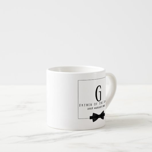Personalisierter Vater der Groom Monogram Bow-Kraw Espressotasse (Vorderseite Rechts)