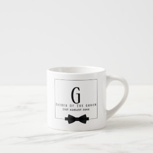 Personalisierter Vater der Groom Monogram Bow-Kraw Espressotasse