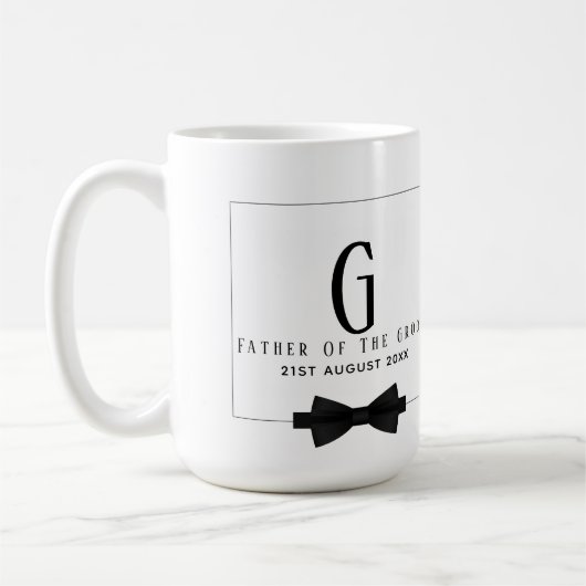 Personalisierter Vater der Groom Monogram Bow-Kraw Kaffeetasse (Links)