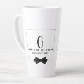 Personalisierter Vater der Groom Monogram Bow-Kraw Milchtasse (Linke Ecke)