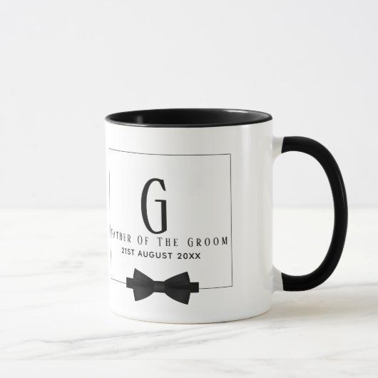 Personalisierter Vater der Groom Monogram Bow-Kraw Tasse (Rechts)