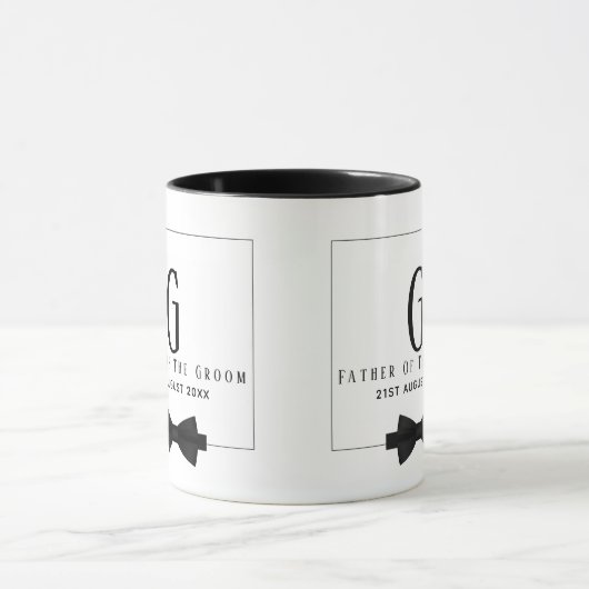 Personalisierter Vater der Groom Monogram Bow-Kraw Tasse (Zentrum)