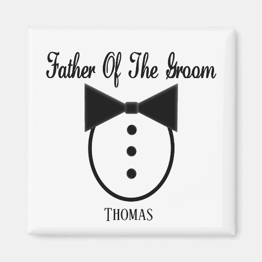 Personalisierter Vater der Groom Tux und Bow-Krawa Magnet (Vorne)