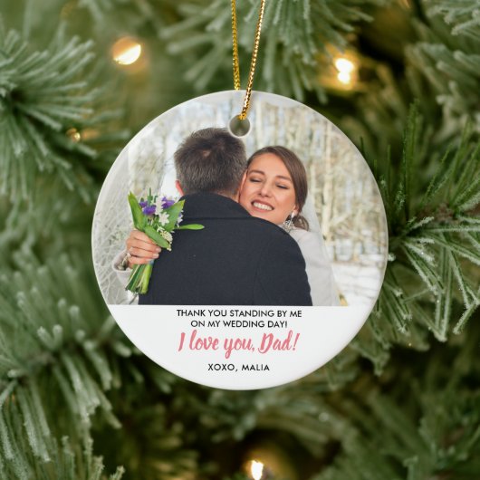 Personalisierter Vater des Brautpersonals Foto Keramik Ornament (Baum)