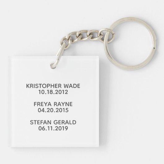 Personalisierter Vater Einfacher Schwarz-weißer Te Schlüsselanhänger (Rückseite)