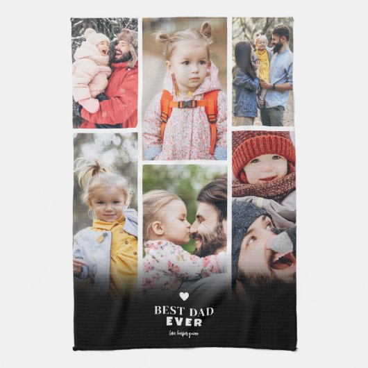 Personalisierter Vater FotoCollage Vater Geschirrtuch (Vertikal)