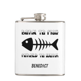 Personalisierter Vater für Fischer, Geboren zum Fi Flachmann