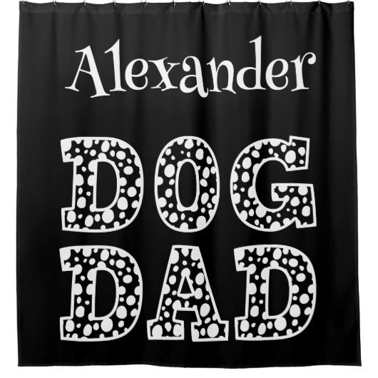 Personalisierter Vater für Schwarze und Weiße Hund Duschvorhang (Vorderseite)