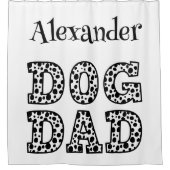 Personalisierter Vater für Schwarze und Weiße Hund Duschvorhang (Vorderseite)