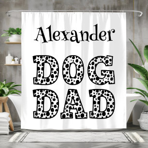 Personalisierter Vater für Schwarze und Weiße Hund Duschvorhang