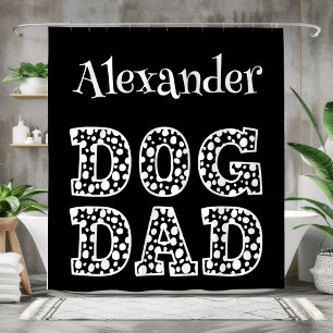 Personalisierter Vater für Schwarze und Weiße Hund Duschvorhang