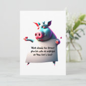 Personalisierter Vater Joke Funny Pig Neujahrskart Einladung (Stehend Vorderseite)