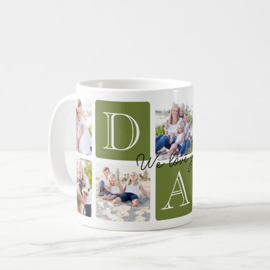 Personalisierter Vater Liebe 7 FotoCollage Kaffeetasse (Vorderseite Links)