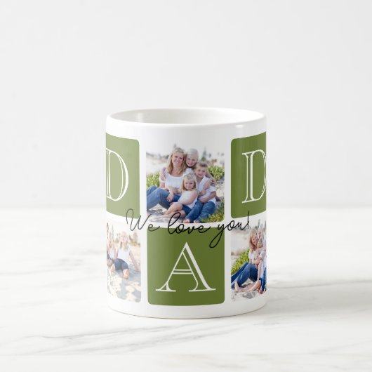Personalisierter Vater Liebe 7 FotoCollage Kaffeetasse (Mittel)