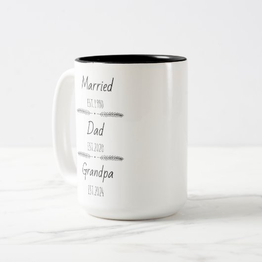 Personalisierter Vater Opa Est Custom Year Zweifarbige Tasse (Vorderseite Links)