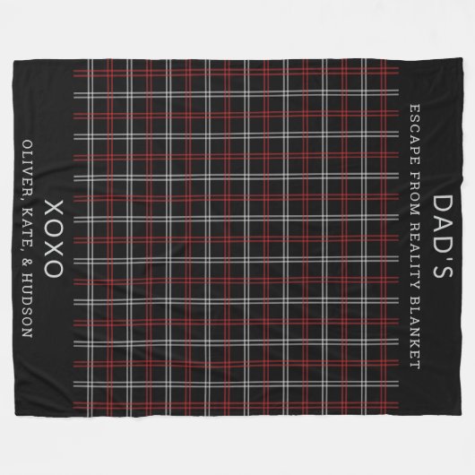 Personalisierter Vater Red Black Kariert Funny Gif Fleecedecke (Vorderseite (Horizontal))