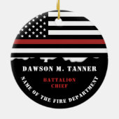 Personalisierter Vater Thin Red Line Feuerwehrmann Keramik Ornament (Hinten)