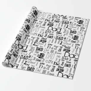 Personalisierter Vater Typografie Schwarz-weiß Geschenkpapier