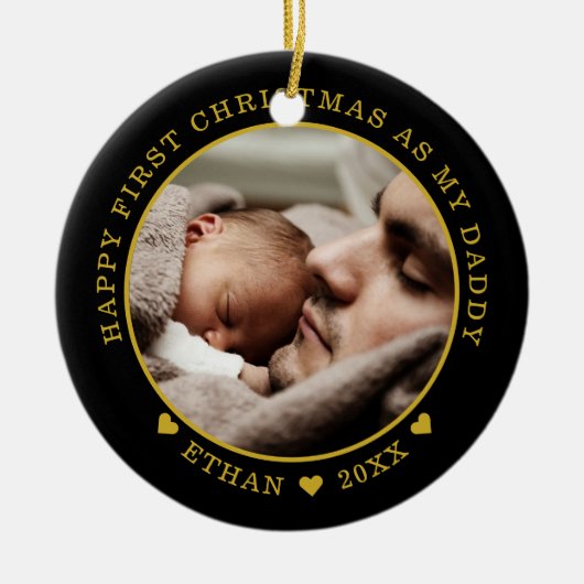 Personalisierter Vater und das erste Weihnachtsfes Keramik Ornament (Vorne)
