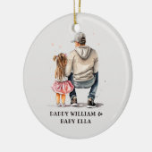 Personalisierter Vater und Tochter (6) Keramik Ornament (Links)