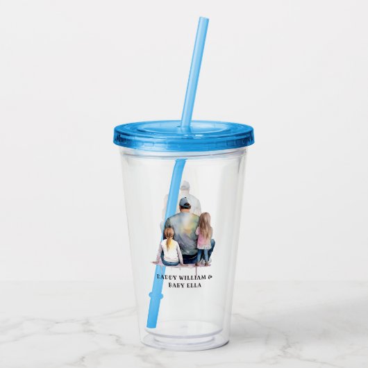 Personalisierter Vater und Töchter (9) Acryltrinkbecher (Rückseite)