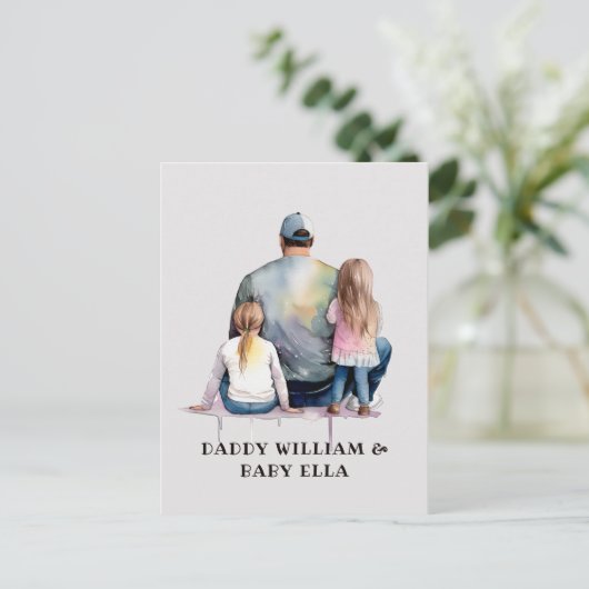 Personalisierter Vater und Töchter (9) Postkarte (Stehend Vorderseite)