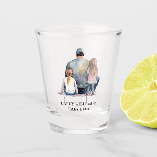 Personalisierter Vater und Töchter (9) Schnapsglas (Vorderseite)