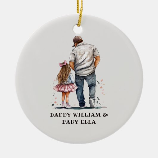 Personalisierter Vater und Tochter Keramik Ornament (Vorne)