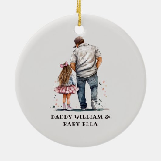 Personalisierter Vater und Tochter Keramik Ornament (Hinten)