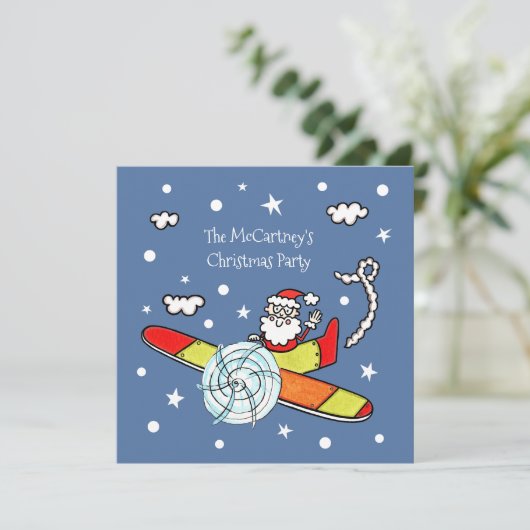 Personalisierter Vater Weihnachts-Weihnachtsmann-F Einladung (Stehend Vorderseite)