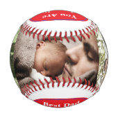 Personalisierter Vatertag Drei-Foto-Baseball Baseball (Rückseite)