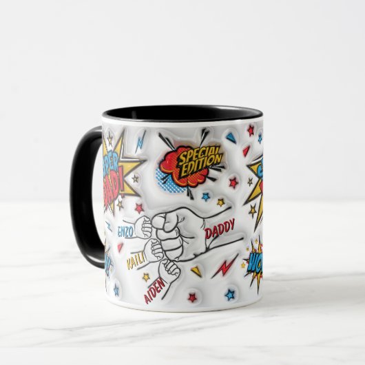 Personalisierter Vatertag "Faustschlag" Tasse (Vorderseite Links)