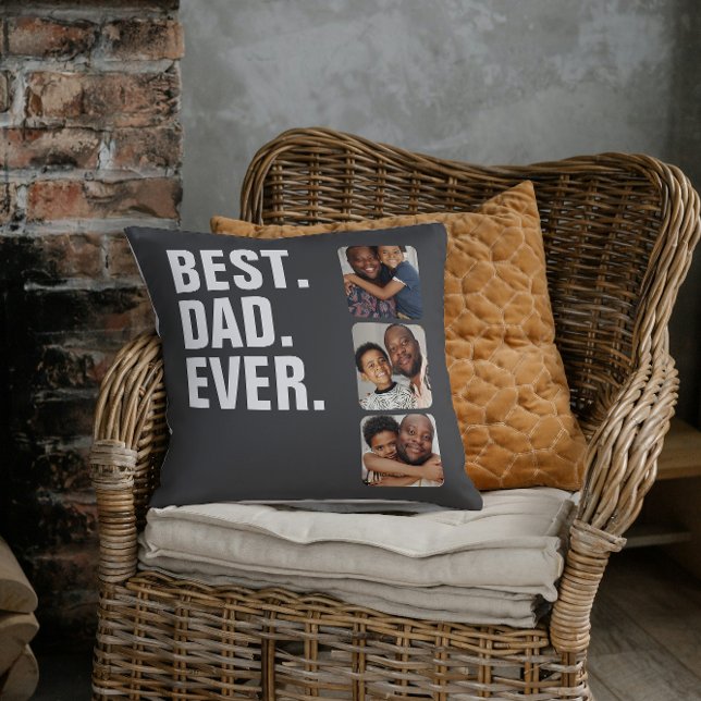 Personalisierter Vatertag Foto Geschenk Bester Vat Kissen (Personalized Fathers Day Photo Gift Best Dad Ever Throw Pillow from Ricaso. Add photos & text (back))