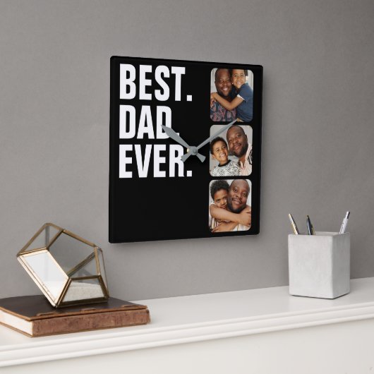 Personalisierter Vatertag Foto Geschenk Bester Vat Quadratische Wanduhr (Büro)