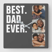 Personalisierter Vatertag Foto Geschenk Bester Vat Quadratische Wanduhr (Vorderseite)
