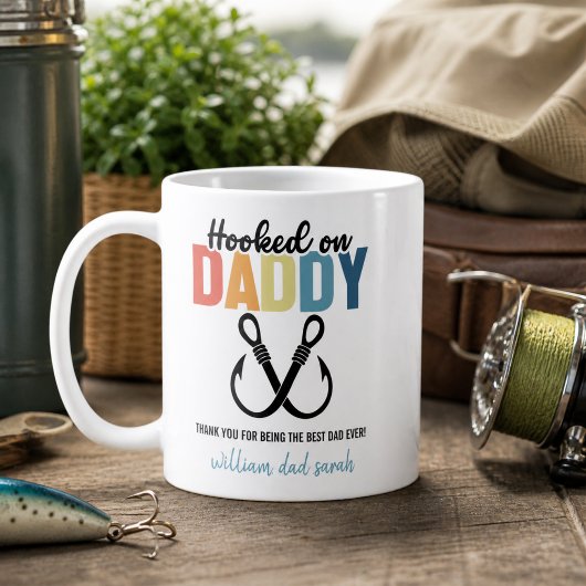 Personalisierter Vatertag |Hooked on Daddy Fishing Kaffeetasse