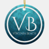Personalisierter VB Virginia Beach Weihnachtsbaum Keramik Ornament (Vorne)