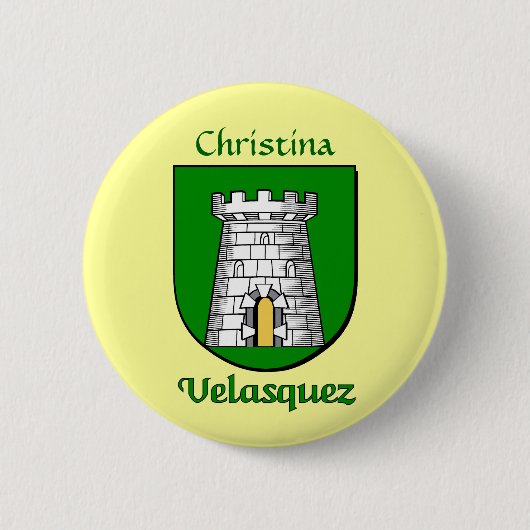 Personalisierter Velasquez Historischer Schild Button (Vorderseite)