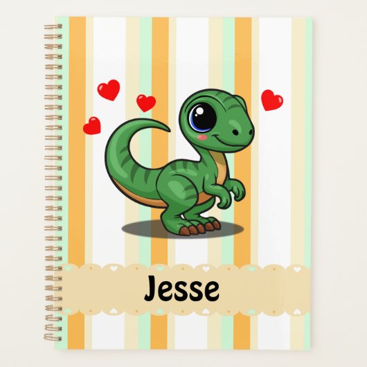 Personalisierter Velociraptor-Dinosaurier-Planer Planer (Vorderseite)
