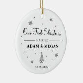 Personalisierter Verheirateter Weihnachtsgeschmack Keramik Ornament (Rechts)