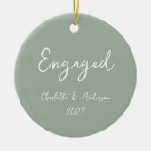 Personalisierter Verlobter Couple Handgeschriebene Keramik Ornament (Vorne)