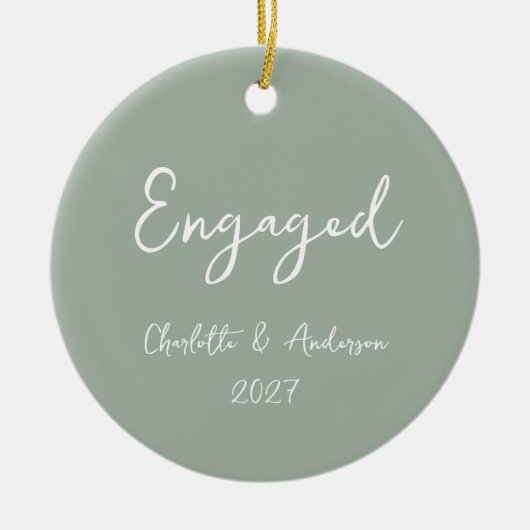 Personalisierter Verlobter Couple Handgeschriebene Keramik Ornament (Vorne)