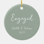 Personalisierter Verlobter Couple Handgeschriebene Keramik Ornament (Hinten)