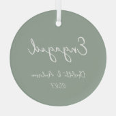 Personalisierter Verlobter Couple Handgeschriebene Ornament Aus Glas (Rückseite)